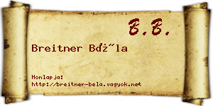 Breitner Béla névjegykártya